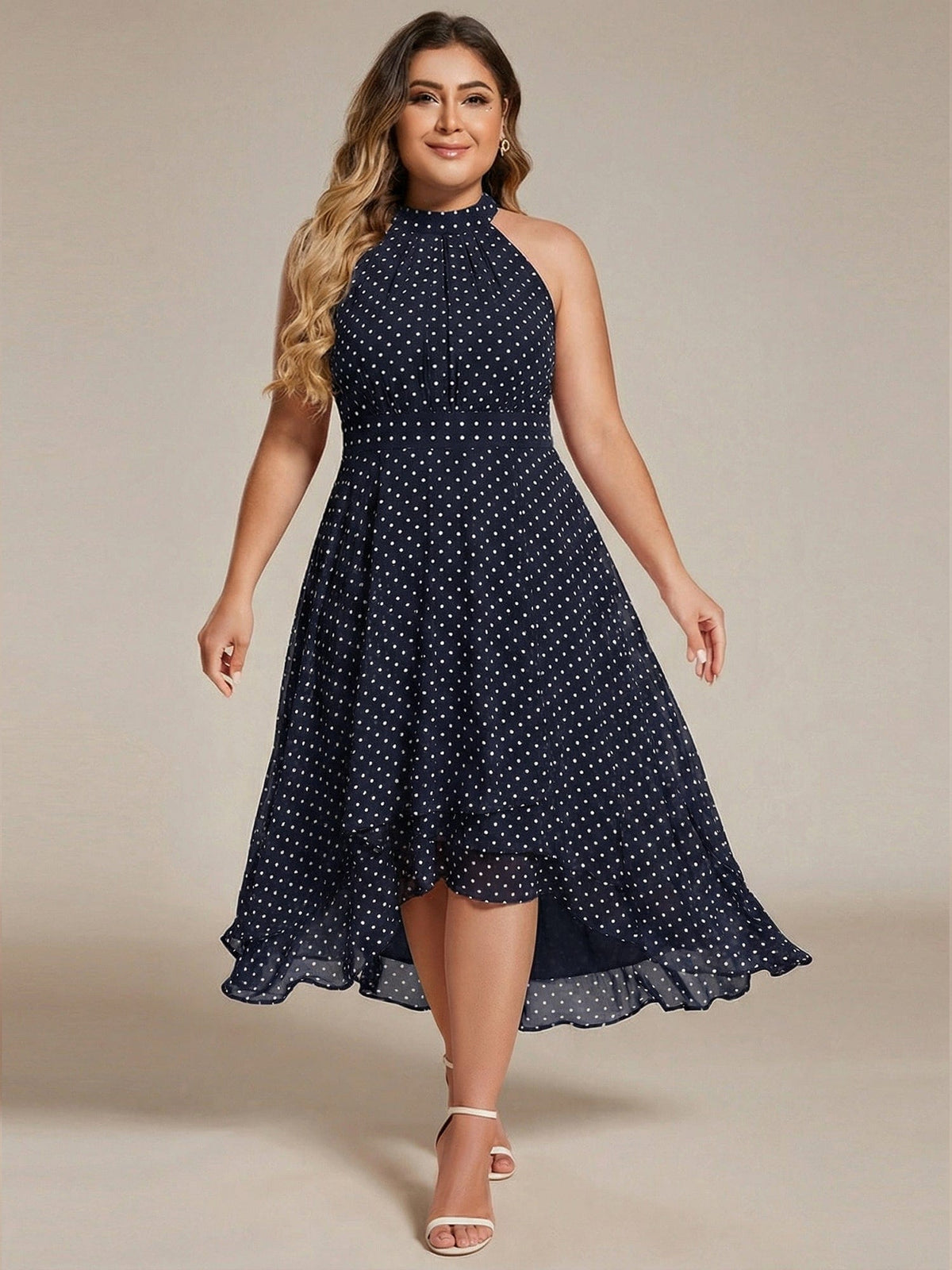 ever POSIE|Midi A-Line Halter Neck Chiffon Dress