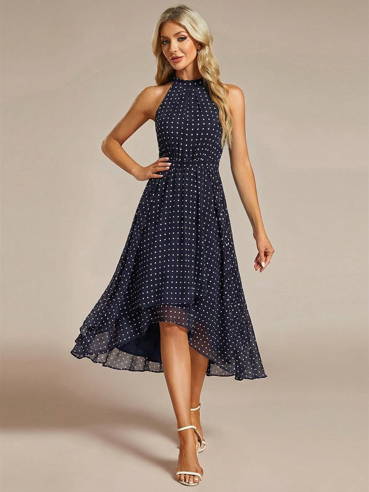 ever POSIE|Midi A-Line Halter Neck Chiffon Dress