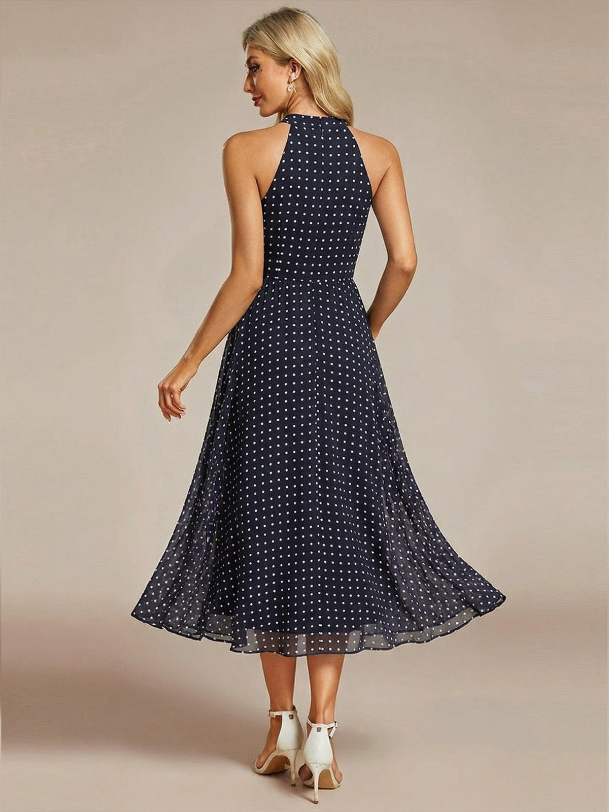 ever POSIE|Midi A-Line Halter Neck Chiffon Dress