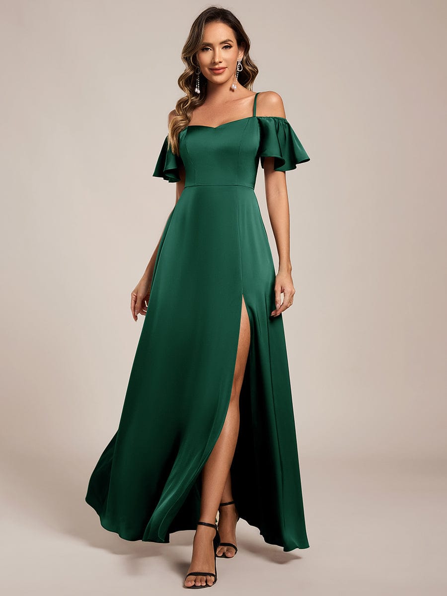 ever AUBREE|Off Shoulder Maxi Satin Bridesmaid Dress
