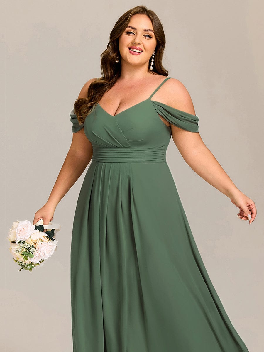 pretty LIANNE|Plus Size Multiway A-Line Off the Shoulder Chiffon Maxi Bridesmaid Dress