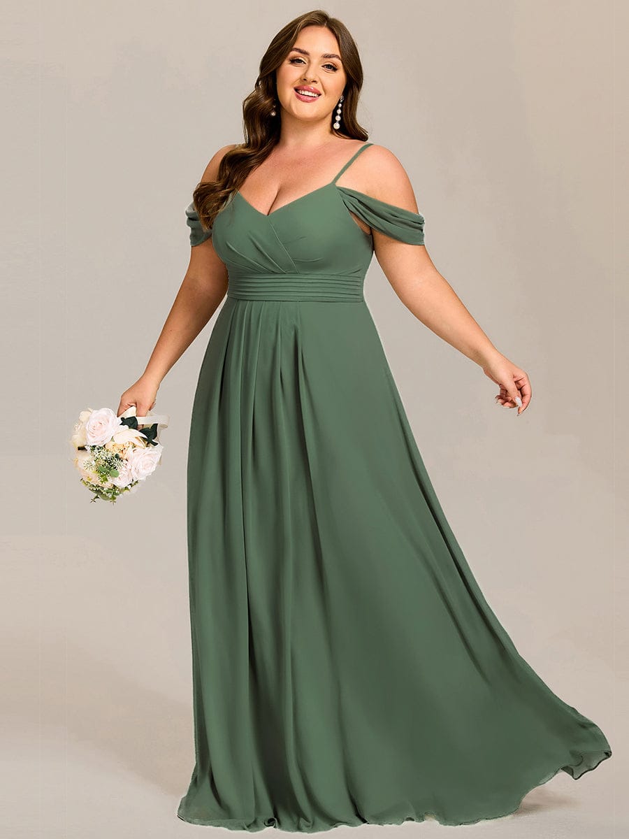 pretty LIANNE|Plus Size Multiway A-Line Off the Shoulder Chiffon Maxi Bridesmaid Dress
