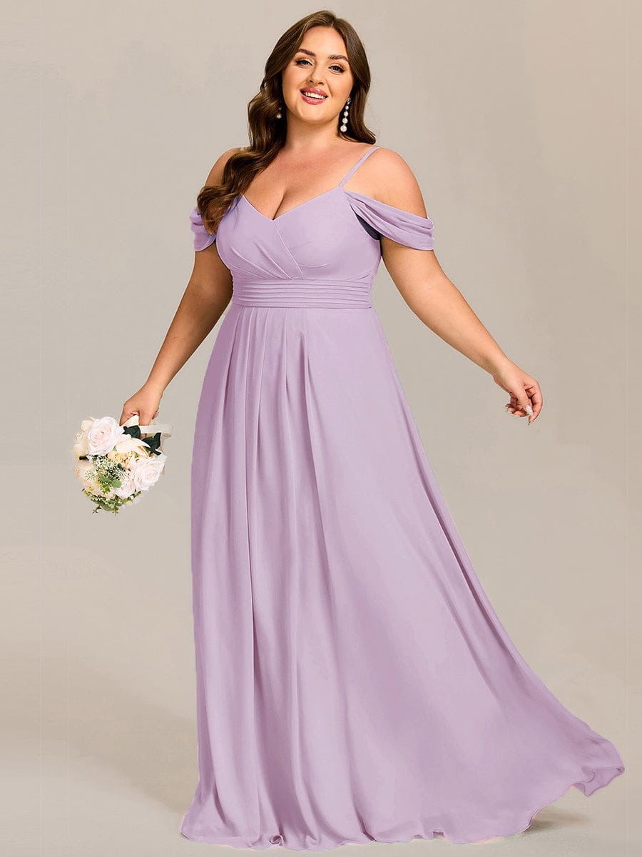 pretty LIANNE|Plus Size Multiway A-Line Off the Shoulder Chiffon Maxi Bridesmaid Dress