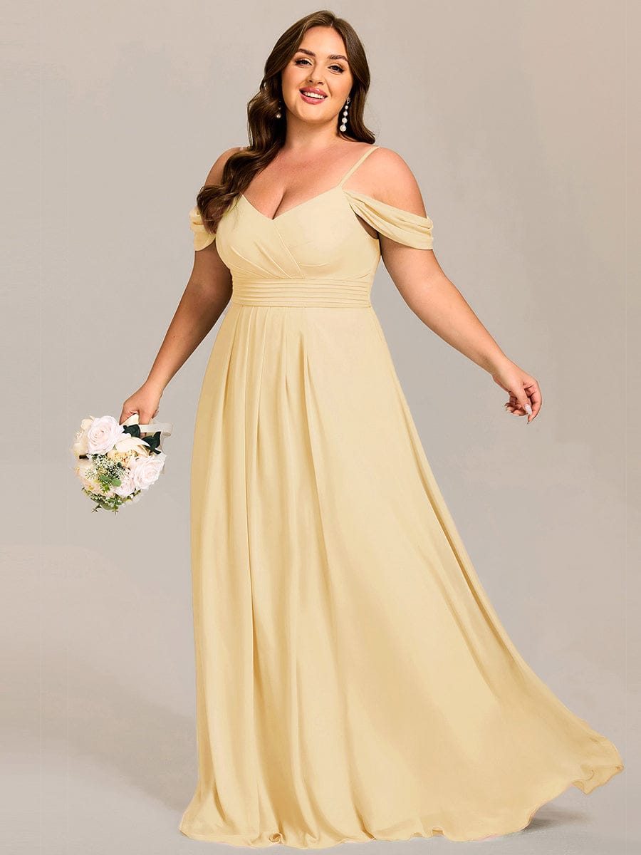pretty LIANNE|Plus Size Multiway A-Line Off the Shoulder Chiffon Maxi Bridesmaid Dress