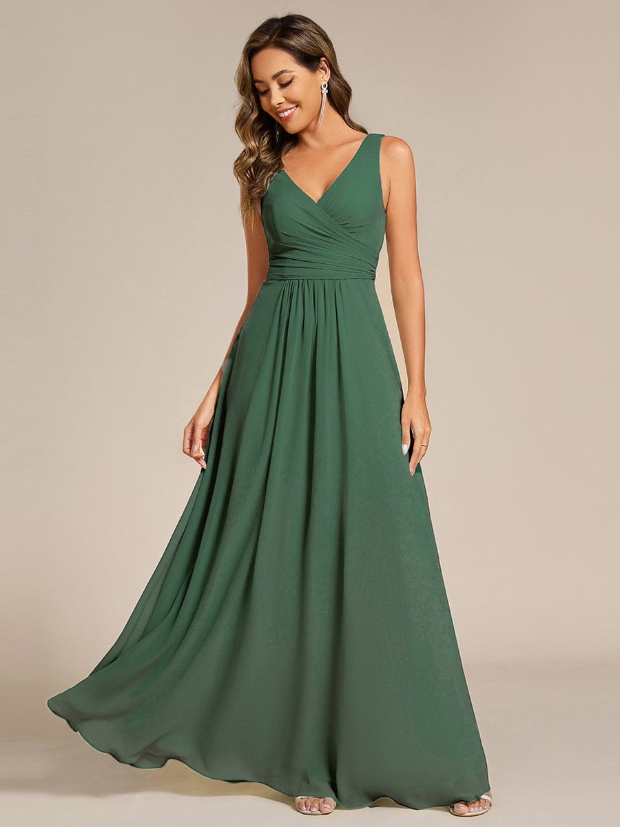 ever SAUYER|Sleeveless A-Line Chiffon Maxi Bridesmaid Dress