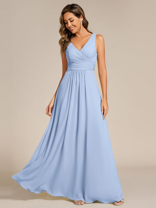 ever SAUYER|Sleeveless A-Line Chiffon Maxi Bridesmaid Dress