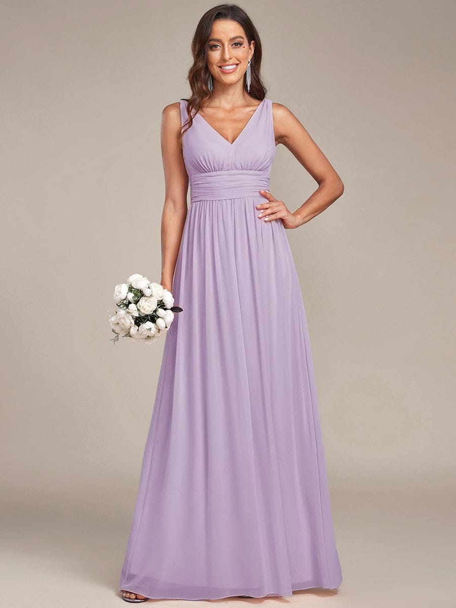 ever HUSH|V Neck Sleeveless Pleated Chiffon Maxi Mother Of The Bride Dresses (Final Sale)