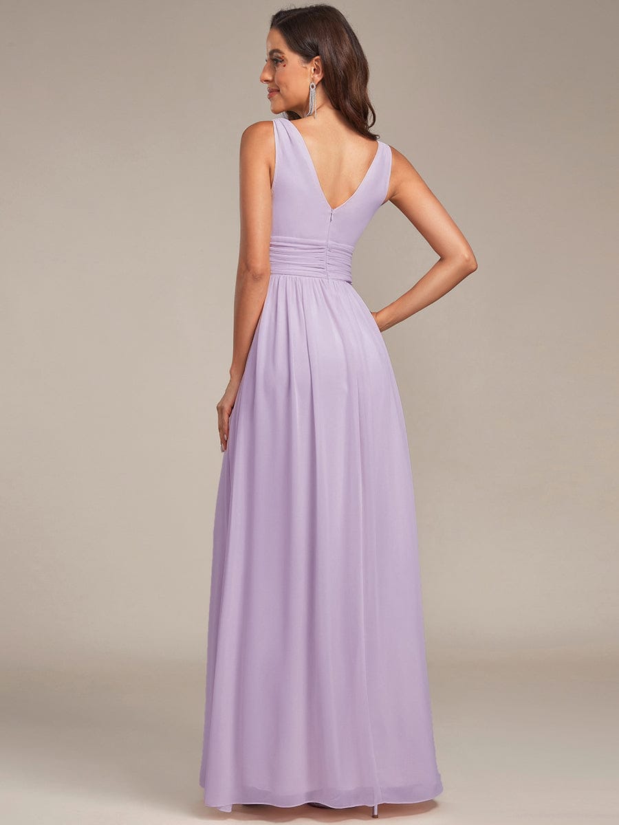 ever HUSH|V Neck Sleeveless Pleated Chiffon Maxi Mother Of The Bride Dresses (Final Sale)