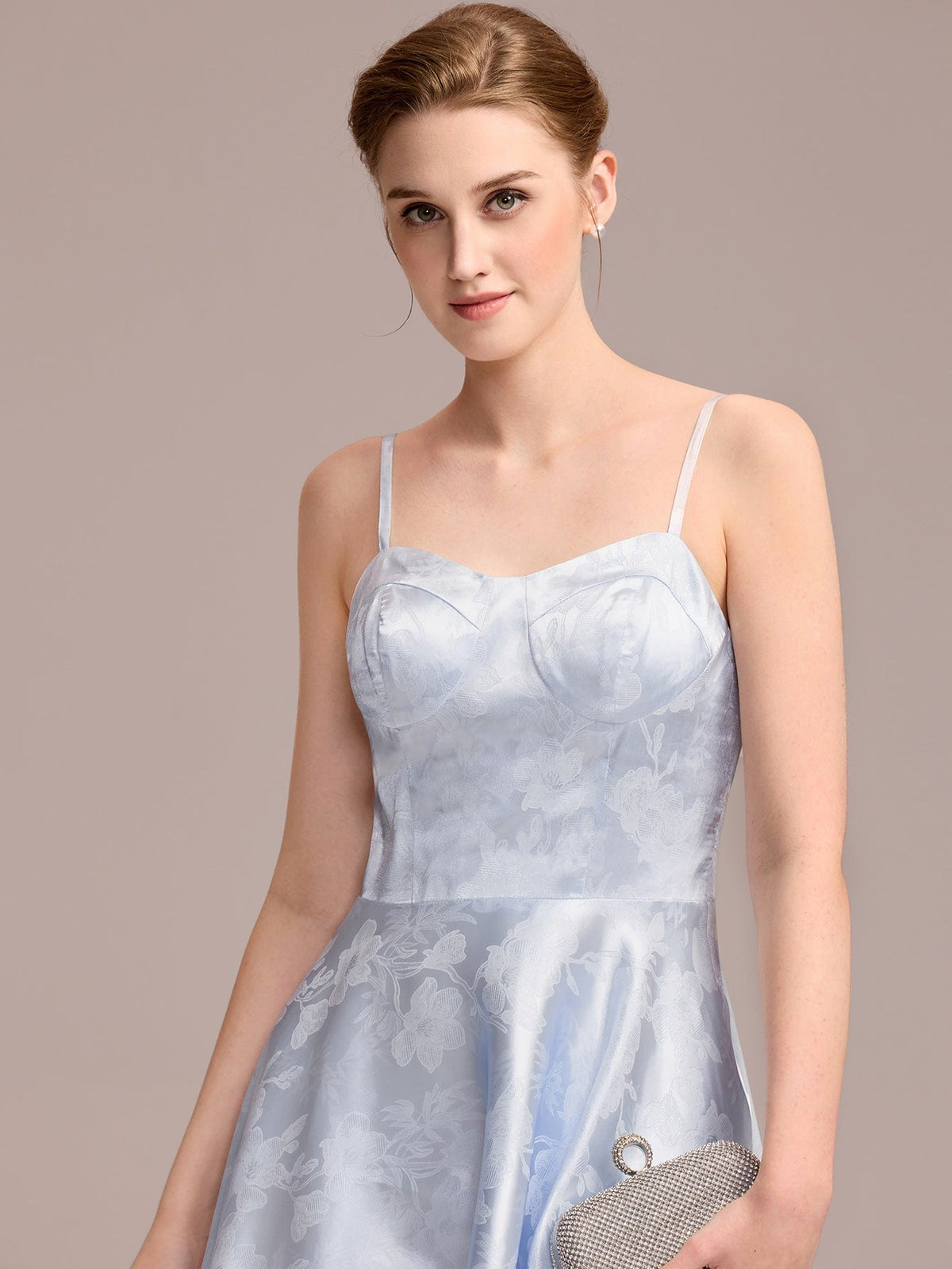Floral Satin Sling Guest Dress with Pockets