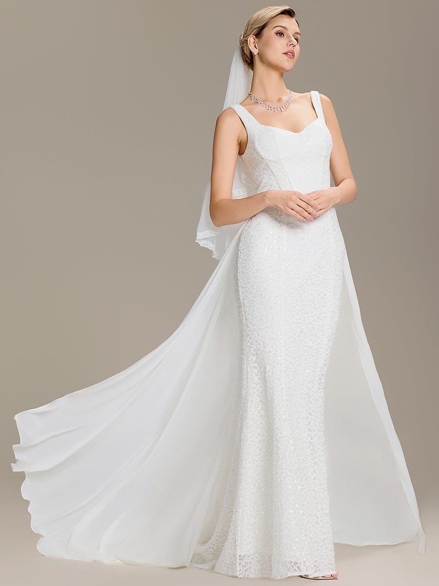 Sweetheart Neck Fishtail Lace Backless Wedding Dresses