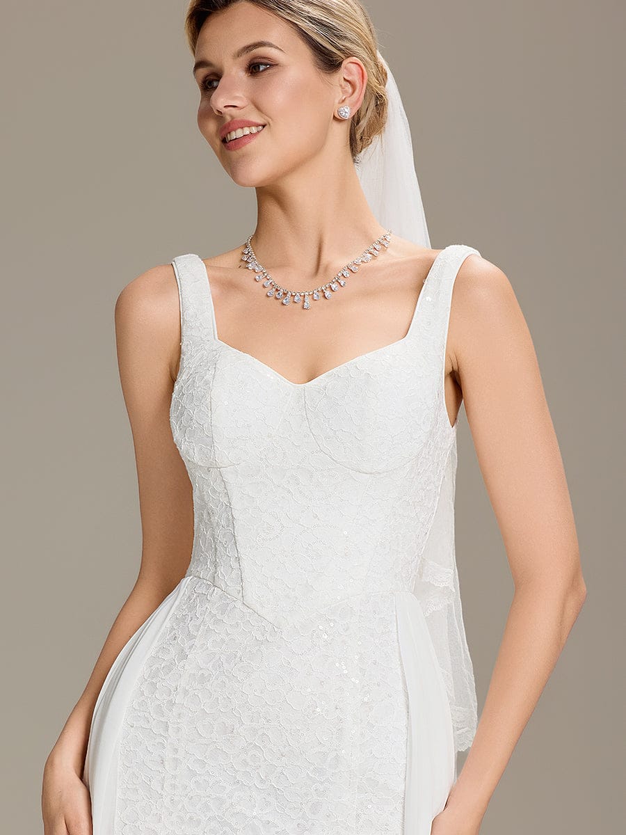 Sweetheart Neck Fishtail Lace Backless Wedding Dresses
