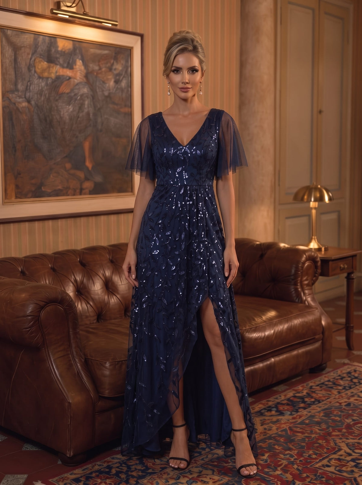 ever ALIX|V-Neck Sequined Mother of The Bride Dresses