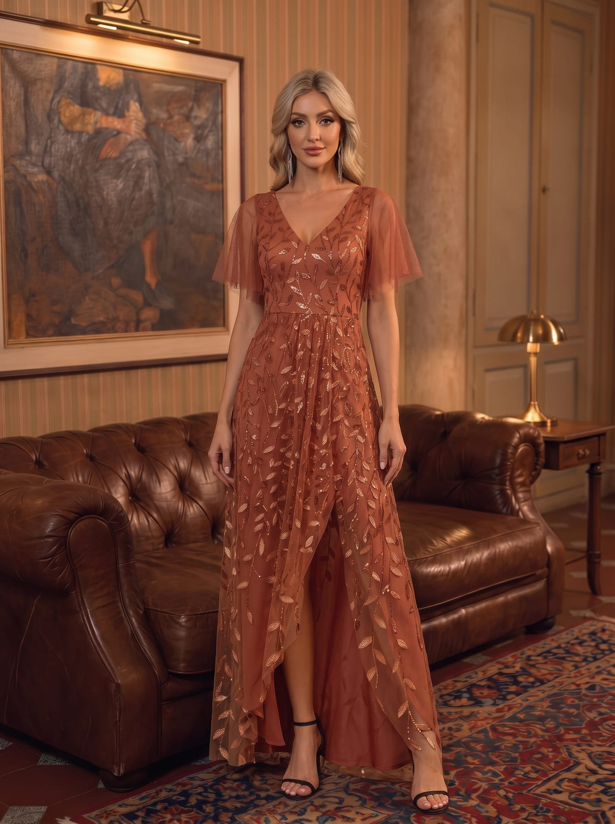 ever ALIX|V-Neck Sequined Mother of The Bride Dresses
