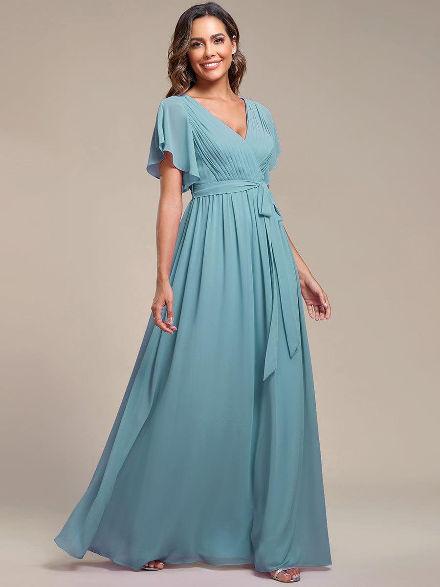 ever LEORA|A-Line Pleated Chiffon Tie-Waist Bridesmaid Dress
