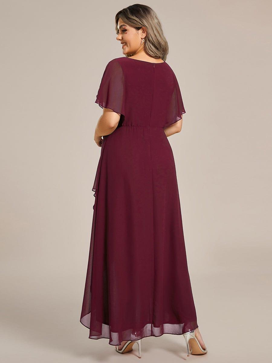 ever LILAS|Waist Applique A-Line Chiffon V-Neck Wedding Guest Dress