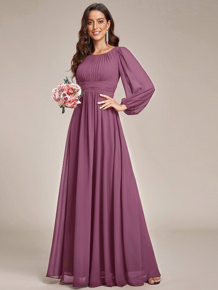 ever CELESTE|Chiffon Long Sleeve Floor Length Mother of The Bride Dress