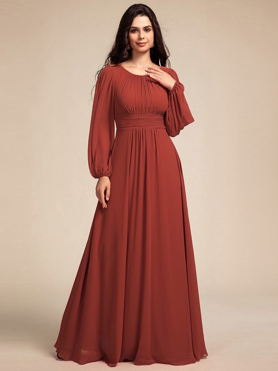 ever CELESTE|Chiffon Long Sleeve Floor Length Mother of The Bride Dress