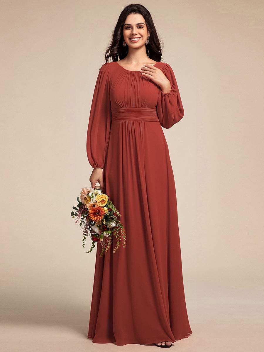 ever CELESTE|Chiffon Long Sleeve Floor Length Mother of The Bride Dress