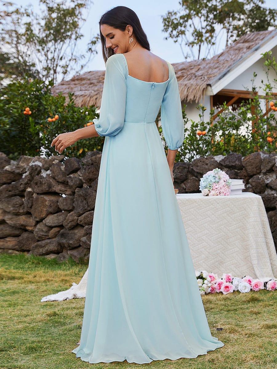 ever DANICA|Long Sleeve Chiffon Off Shoulder Wedding Guest Dresses with High Slit