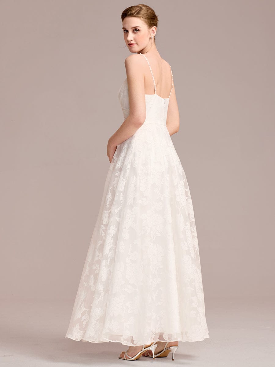 Spaghetti Strap Sweetheart Floral Wedding Dress